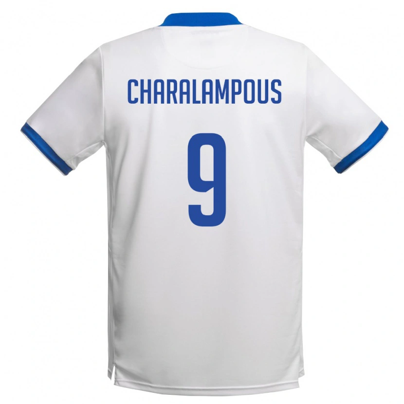 Danxen Men Cyprus Evagoras Charalampous #9 White Royal Blue Away Jersey 26-28 T-Shirt