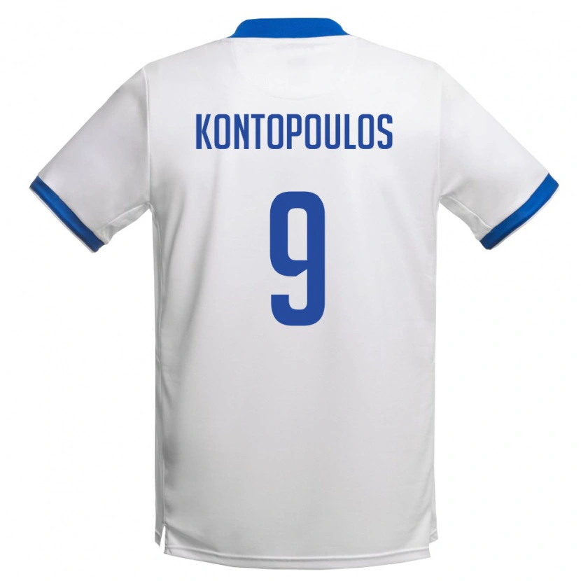 Danxen Men Cyprus Savvas Kontopoulos #9 White Royal Blue Away Jersey 26-28 T-Shirt