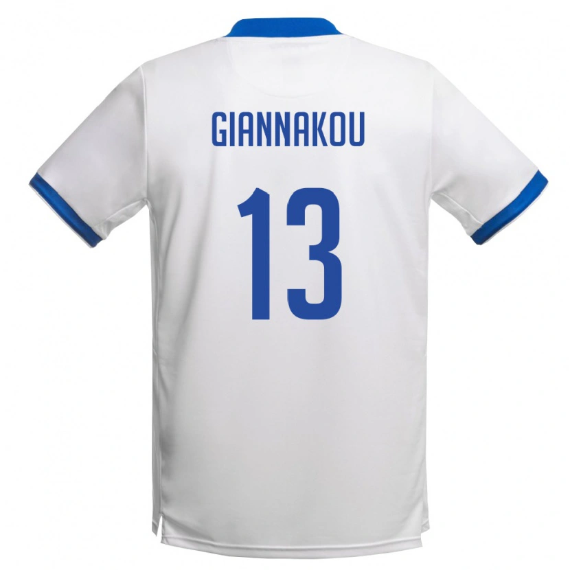 Danxen Men Cyprus Konstantinos Giannakou #13 White Royal Blue Away Jersey 26-28 T-Shirt