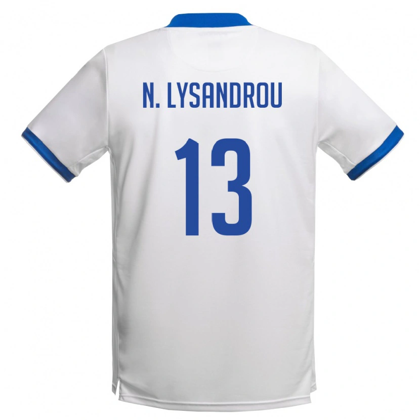 Danxen Men Cyprus Nikolas Achilleas Lysandrou #13 White Royal Blue Away Jersey 26-28 T-Shirt