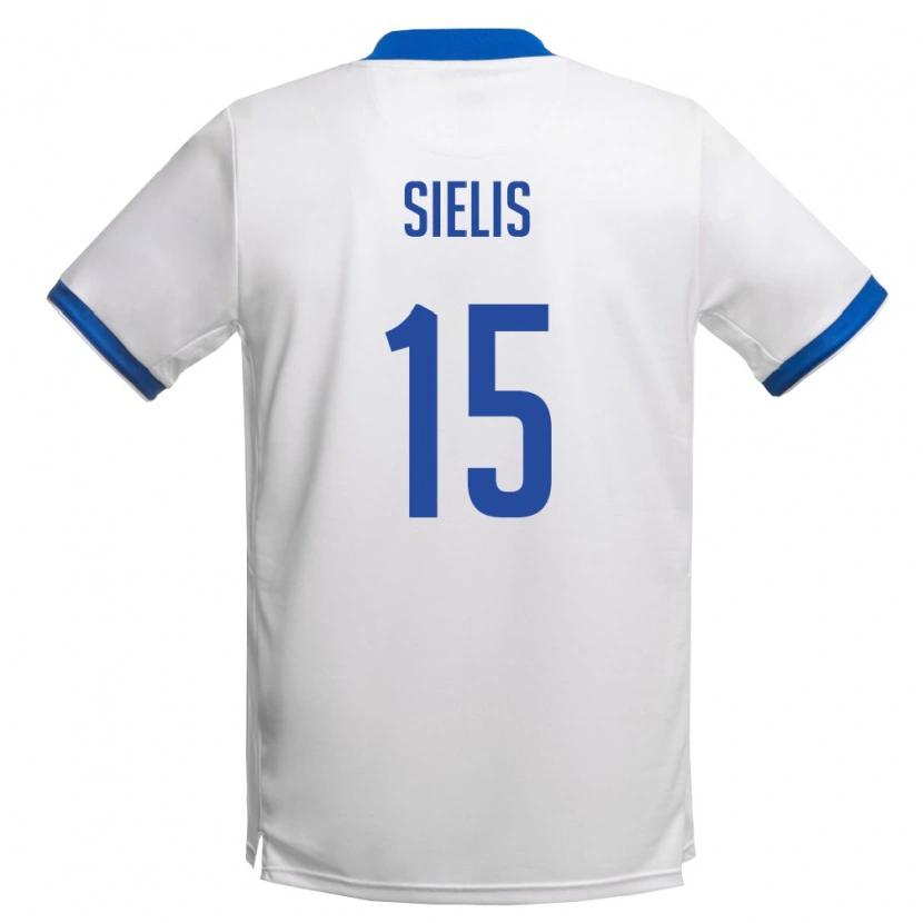 Danxen Men Cyprus Christos Sielis #15 White Royal Blue Away Jersey 26-28 T-Shirt