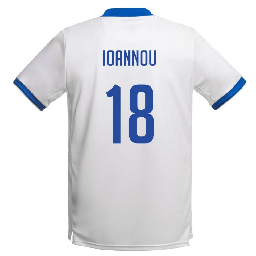 Danxen Men Cyprus Petros Ioannou #18 White Royal Blue Away Jersey 26-28 T-Shirt