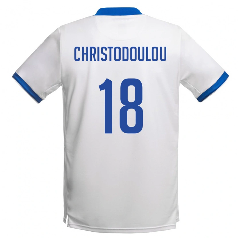 Danxen Men Cyprus Kyriakos Christodoulou #18 White Royal Blue Away Jersey 26-28 T-Shirt