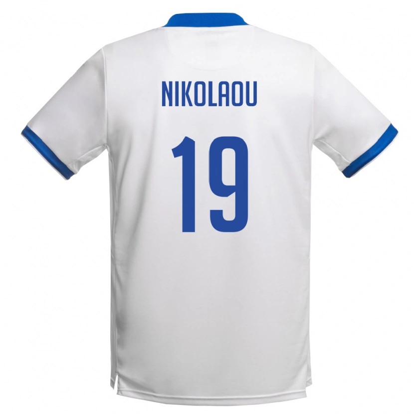 Danxen Men Cyprus Anninos Nikolaou #19 White Royal Blue Away Jersey 26-28 T-Shirt