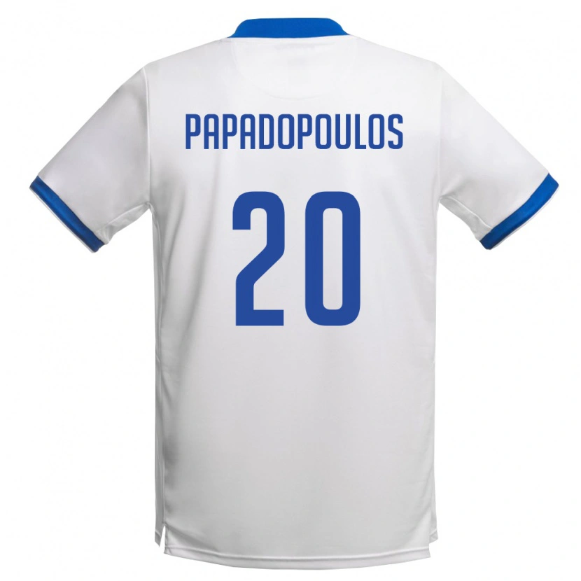 Danxen Men Cyprus Christos Papadopoulos #20 White Royal Blue Away Jersey 26-28 T-Shirt