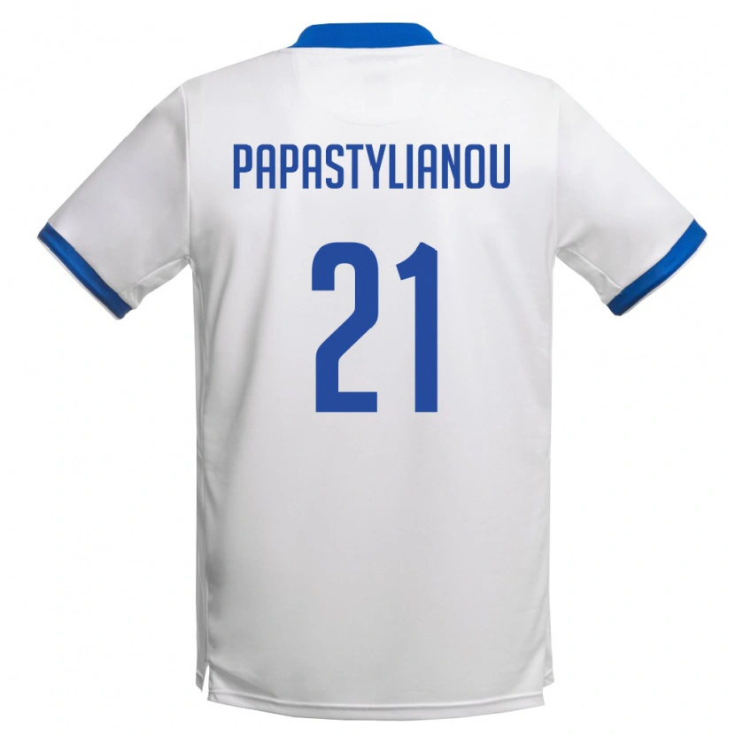 Danxen Men Cyprus Lysandros Papastylianou #21 White Royal Blue Away Jersey 26-28 T-Shirt
