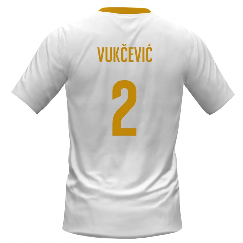 Danxen Men Montenegro Andrija Vukcevic #2 White Red Yellow Away Jersey 26-28 T-Shirt
