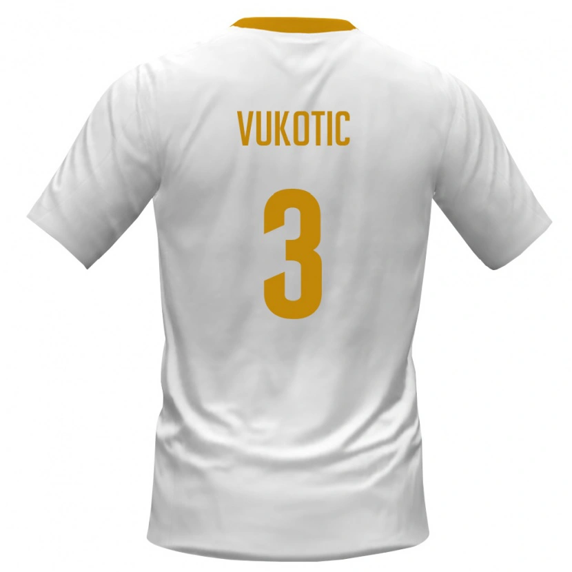 Danxen Men Montenegro Balsa Vukotic #3 White Red Yellow Away Jersey 26-28 T-Shirt