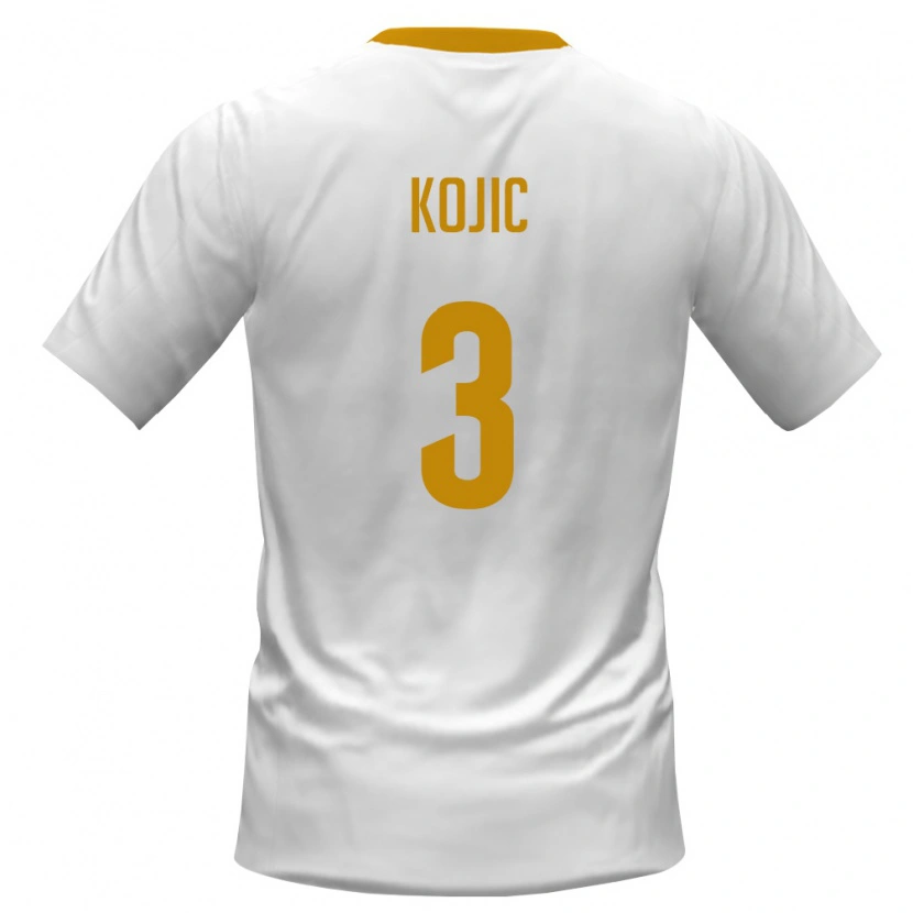 Danxen Men Montenegro Meldin Kojic #3 White Red Yellow Away Jersey 26-28 T-Shirt