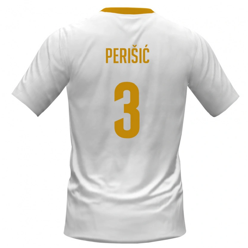 Danxen Men Montenegro Aleksa Perišić #3 White Red Yellow Away Jersey 26-28 T-Shirt