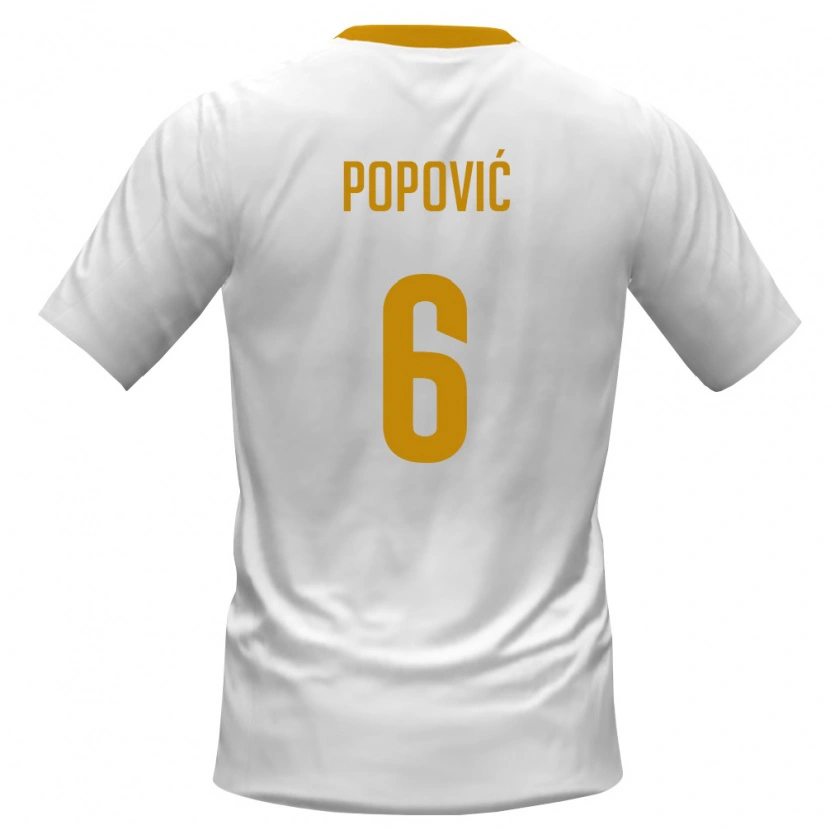 Danxen Men Montenegro Lazar Popović #6 White Red Yellow Away Jersey 26-28 T-Shirt