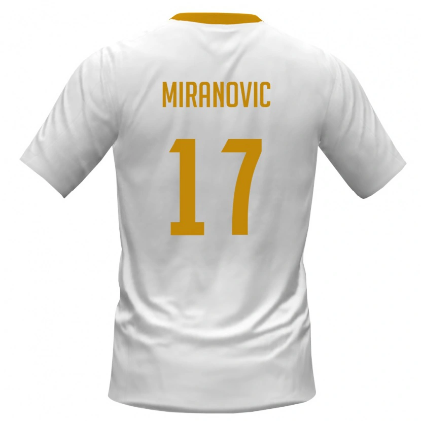 Danxen Men Montenegro Dragan Miranovic #17 White Red Yellow Away Jersey 26-28 T-Shirt