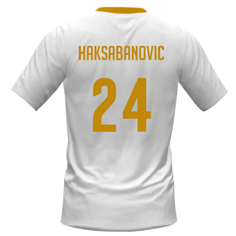 Danxen Men Montenegro Sead Haksabanovic #24 White Red Yellow Away Jersey 26-28 T-Shirt