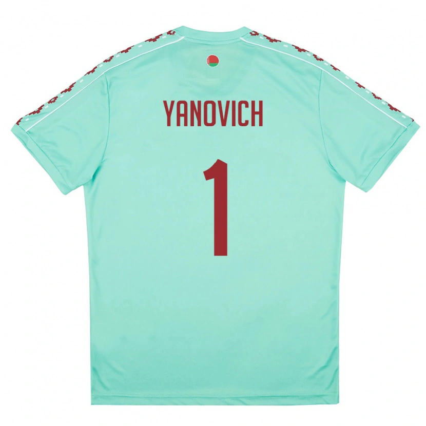 Danxen Men Belarus Daniil Yanovich #1 Light Green Burgundy Away Jersey 26-28 T-Shirt
