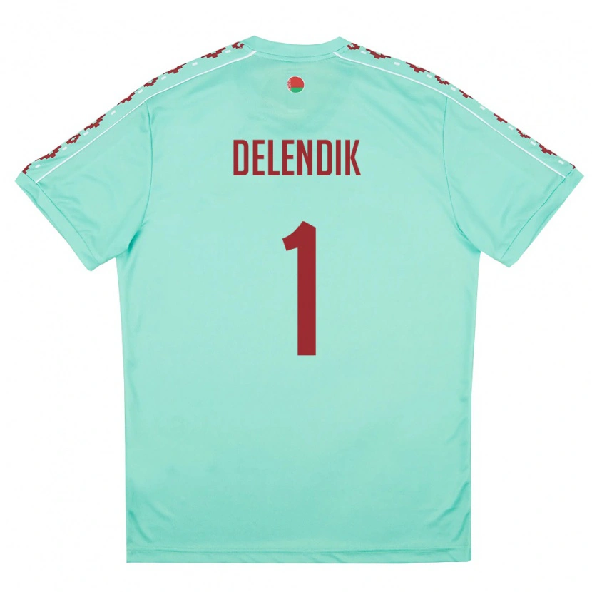 Danxen Men Belarus Matvey Delendik #1 Light Green Burgundy Away Jersey 26-28 T-Shirt