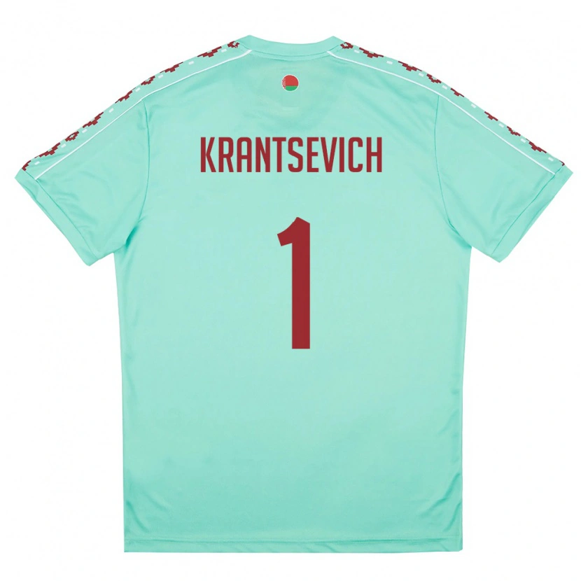 Danxen Men Belarus Semen Krantsevich #1 Light Green Burgundy Away Jersey 26-28 T-Shirt