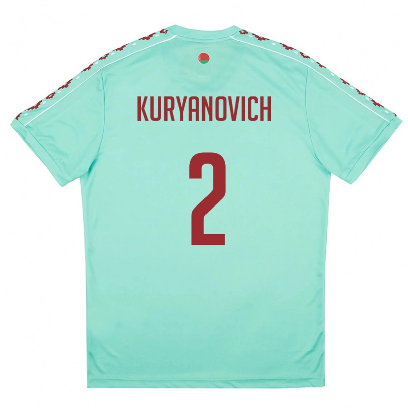 Danxen Men Belarus Makar Kuryanovich #2 Light Green Burgundy Away Jersey 26-28 T-Shirt