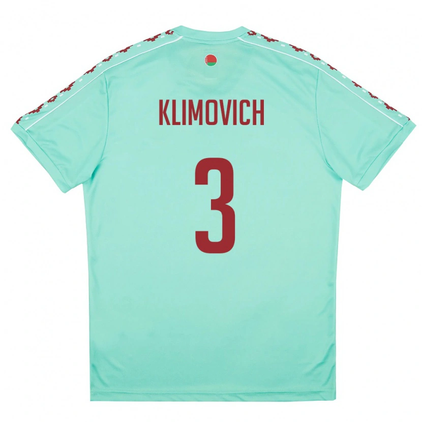 Danxen Men Belarus Aleksandr Klimovich #3 Light Green Burgundy Away Jersey 26-28 T-Shirt