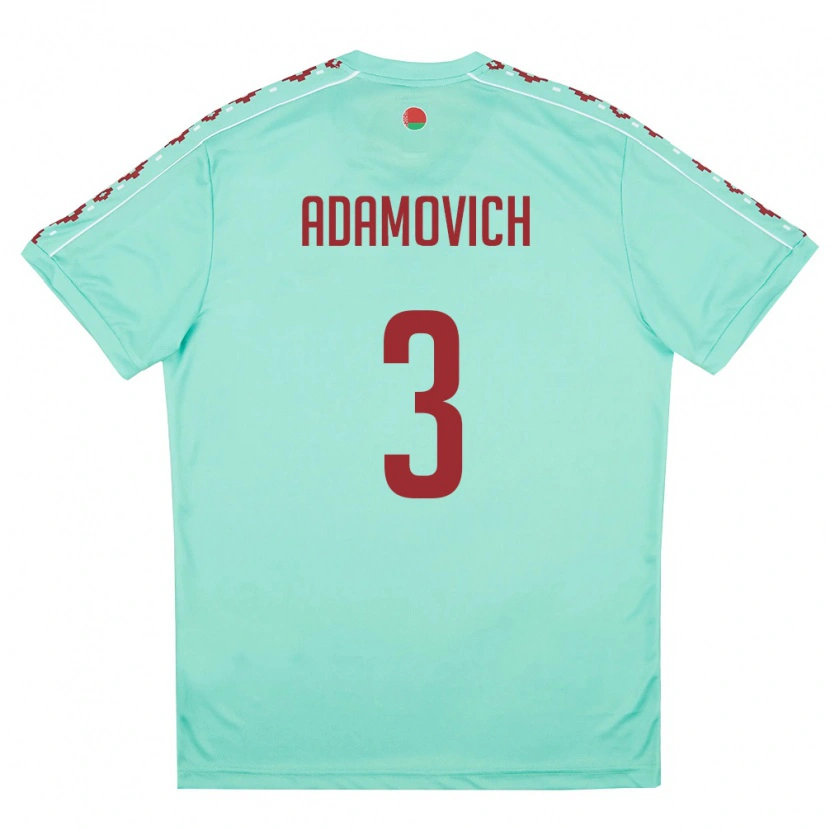 Danxen Men Belarus Ivan Adamovich #3 Light Green Burgundy Away Jersey 26-28 T-Shirt
