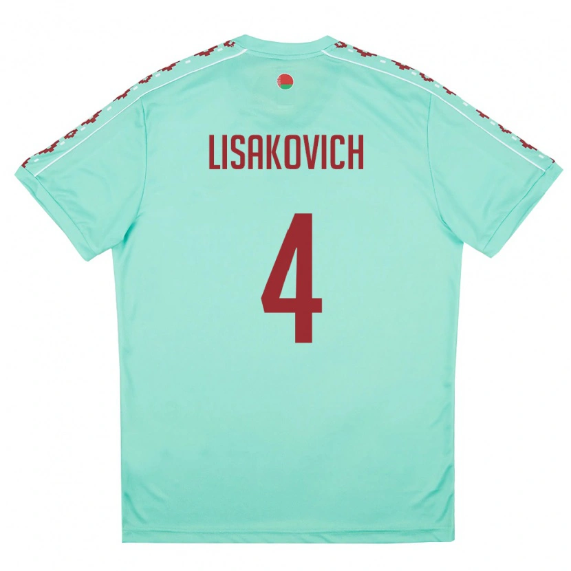 Danxen Men Belarus Ruslan Lisakovich #4 Light Green Burgundy Away Jersey 26-28 T-Shirt