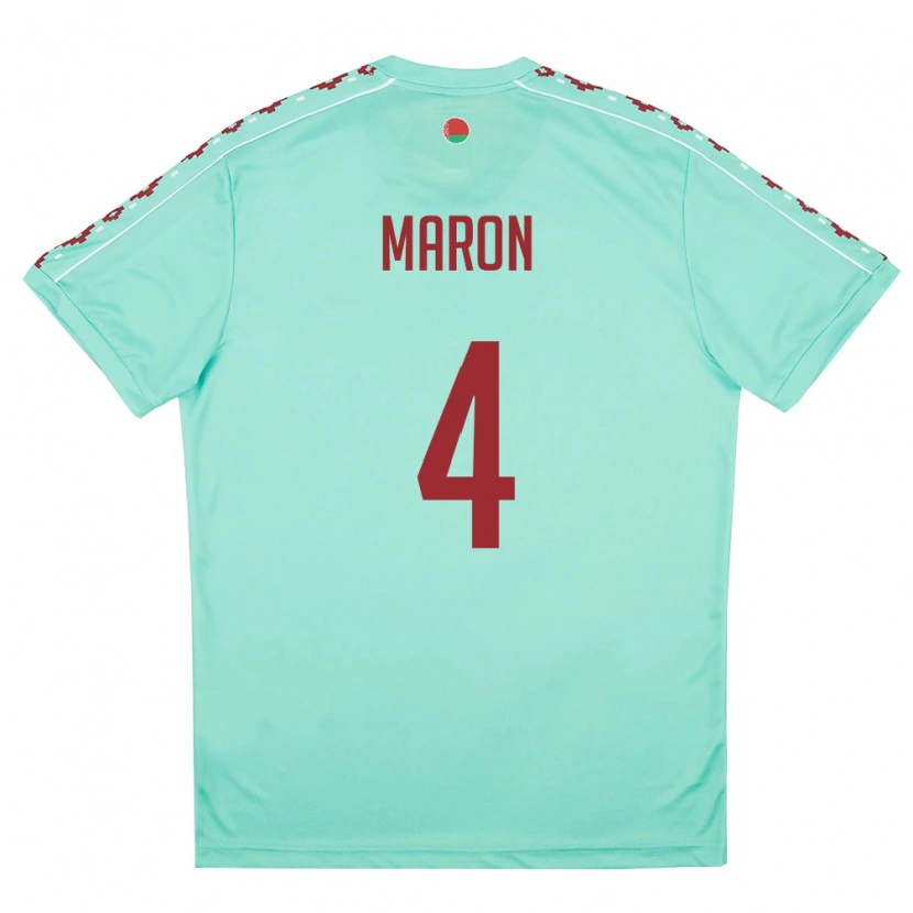 Danxen Men Belarus Dmitriy Maron #4 Light Green Burgundy Away Jersey 26-28 T-Shirt