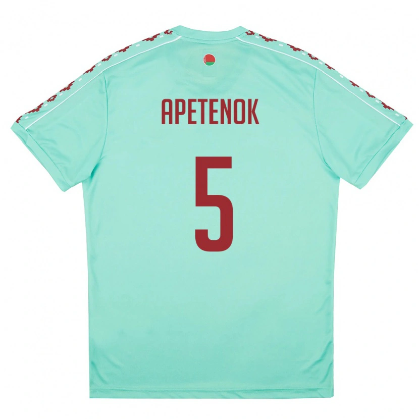 Danxen Men Belarus Pavel Apetenok #5 Light Green Burgundy Away Jersey 26-28 T-Shirt