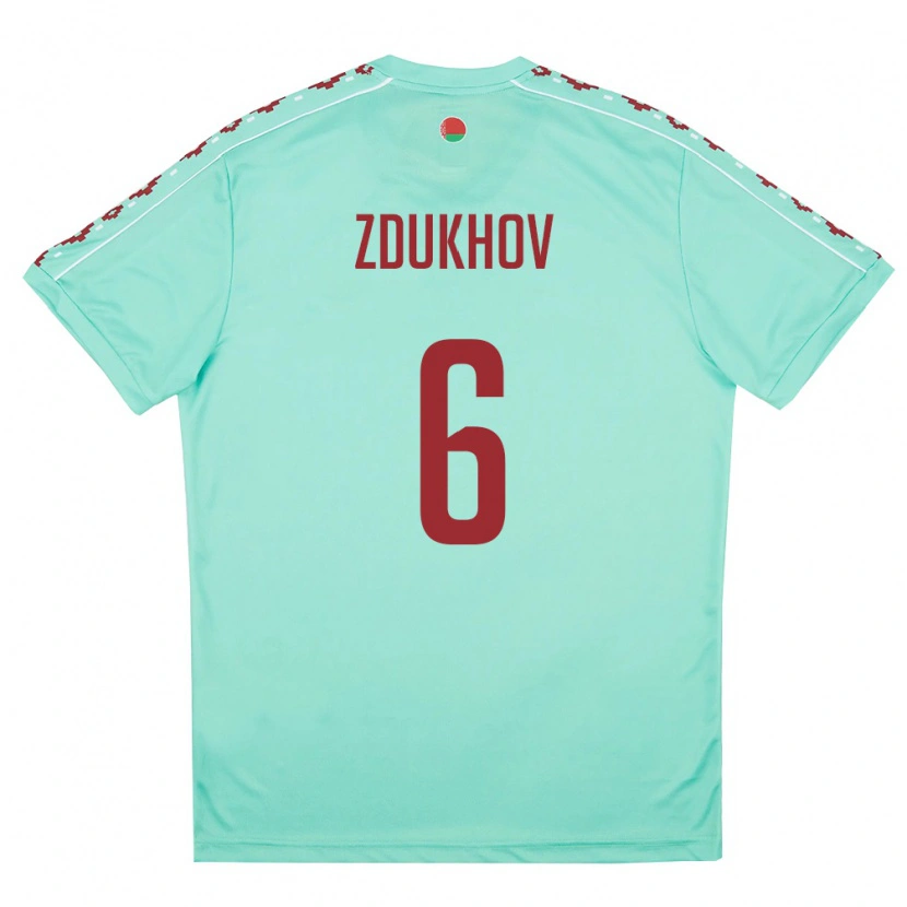 Danxen Men Belarus Roman Zdukhov #6 Light Green Burgundy Away Jersey 26-28 T-Shirt