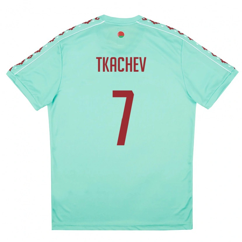 Danxen Men Belarus Timofey Tkachev #7 Light Green Burgundy Away Jersey 26-28 T-Shirt