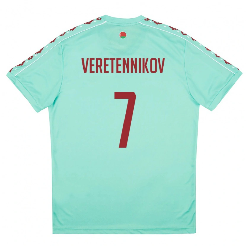 Danxen Men Belarus Aleksandr Veretennikov #7 Light Green Burgundy Away Jersey 26-28 T-Shirt
