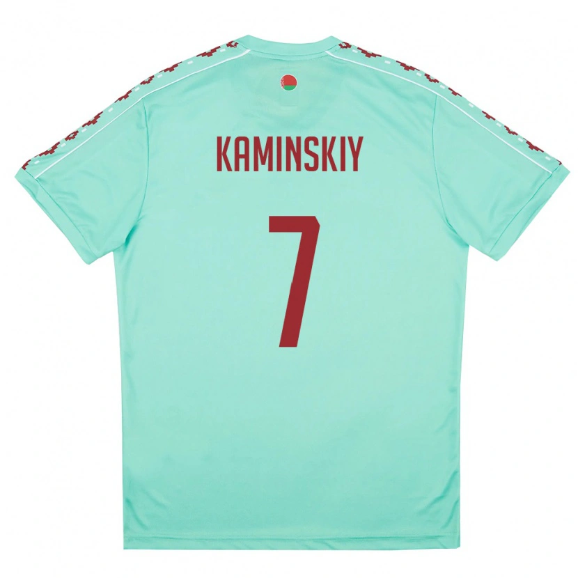Danxen Men Belarus Timofey Kaminskiy #7 Light Green Burgundy Away Jersey 26-28 T-Shirt