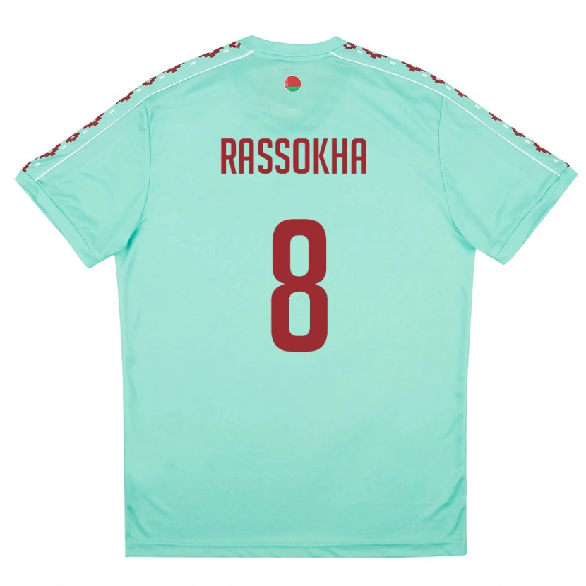 Danxen Men Belarus Daniil Rassokha #8 Light Green Burgundy Away Jersey 26-28 T-Shirt