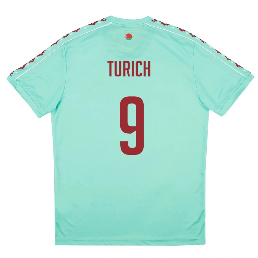 Danxen Men Belarus Artem Turich #9 Light Green Burgundy Away Jersey 26-28 T-Shirt