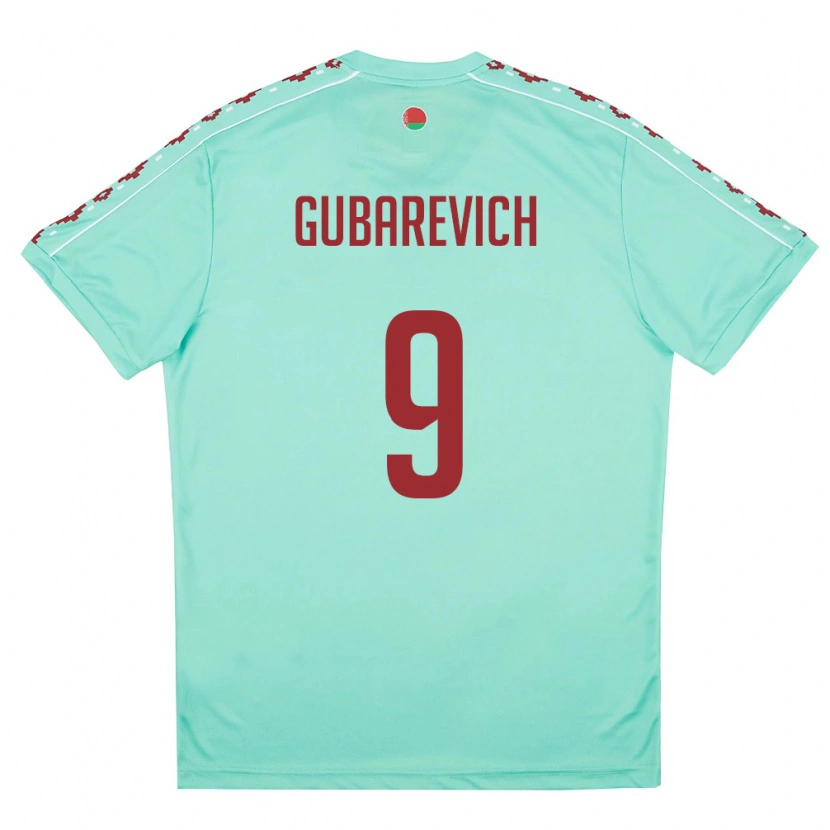Danxen Men Belarus Ilya Gubarevich #9 Light Green Burgundy Away Jersey 26-28 T-Shirt