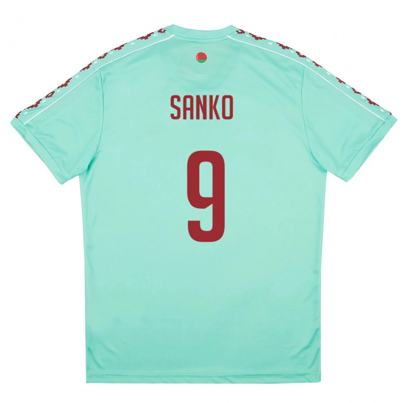 Danxen Men Belarus Nikita Sanko #9 Light Green Burgundy Away Jersey 26-28 T-Shirt