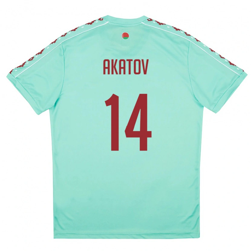 Danxen Men Belarus Artem Akatov #14 Light Green Burgundy Away Jersey 26-28 T-Shirt