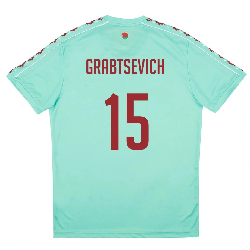 Danxen Men Belarus Artem Grabtsevich #15 Light Green Burgundy Away Jersey 26-28 T-Shirt