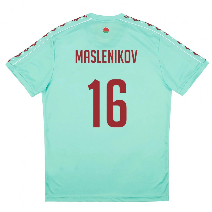 Danxen Men Belarus Makar Maslenikov #16 Light Green Burgundy Away Jersey 26-28 T-Shirt