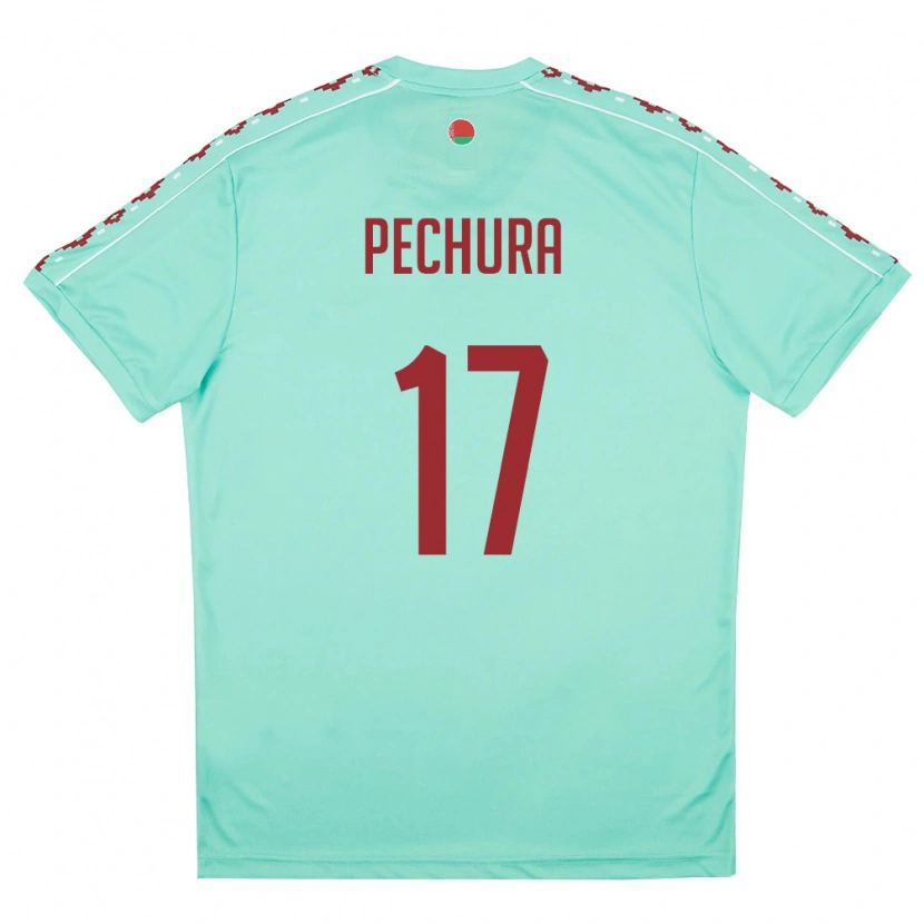 Danxen Men Belarus Rodion Pechura #17 Light Green Burgundy Away Jersey 26-28 T-Shirt