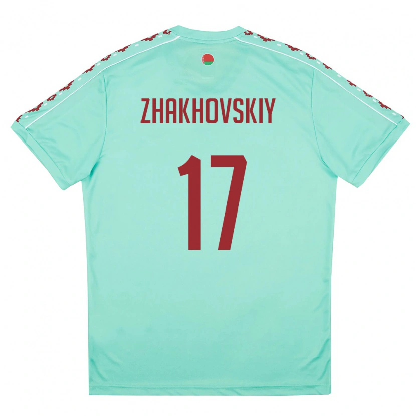 Danxen Men Belarus Ivan Zhakhovskiy #17 Light Green Burgundy Away Jersey 26-28 T-Shirt