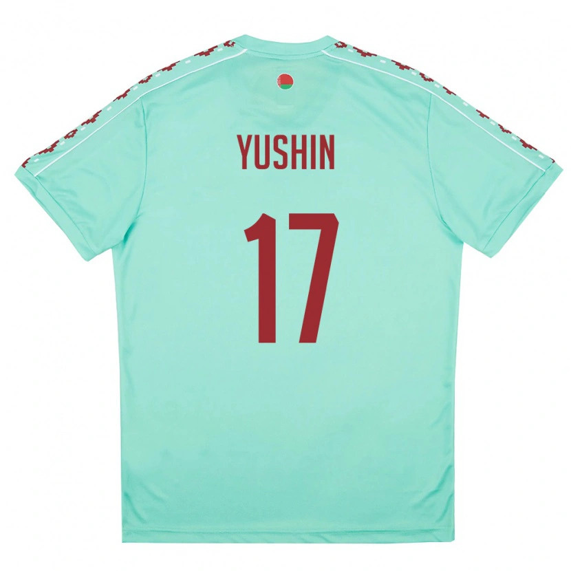 Danxen Men Belarus Lavr Yushin #17 Light Green Burgundy Away Jersey 26-28 T-Shirt