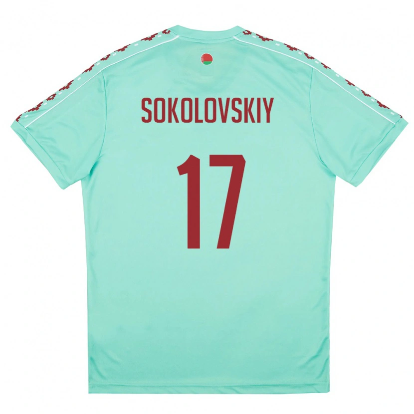 Danxen Men Belarus Artem Sokolovskiy #17 Light Green Burgundy Away Jersey 26-28 T-Shirt