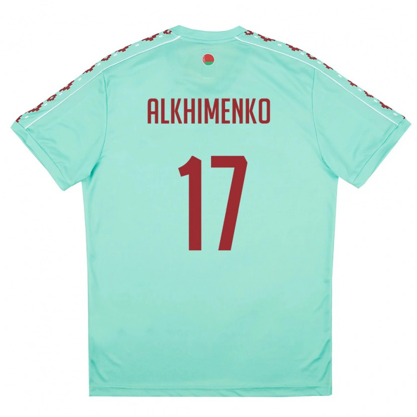 Danxen Men Belarus Nikolay Alkhimenko #17 Light Green Burgundy Away Jersey 26-28 T-Shirt