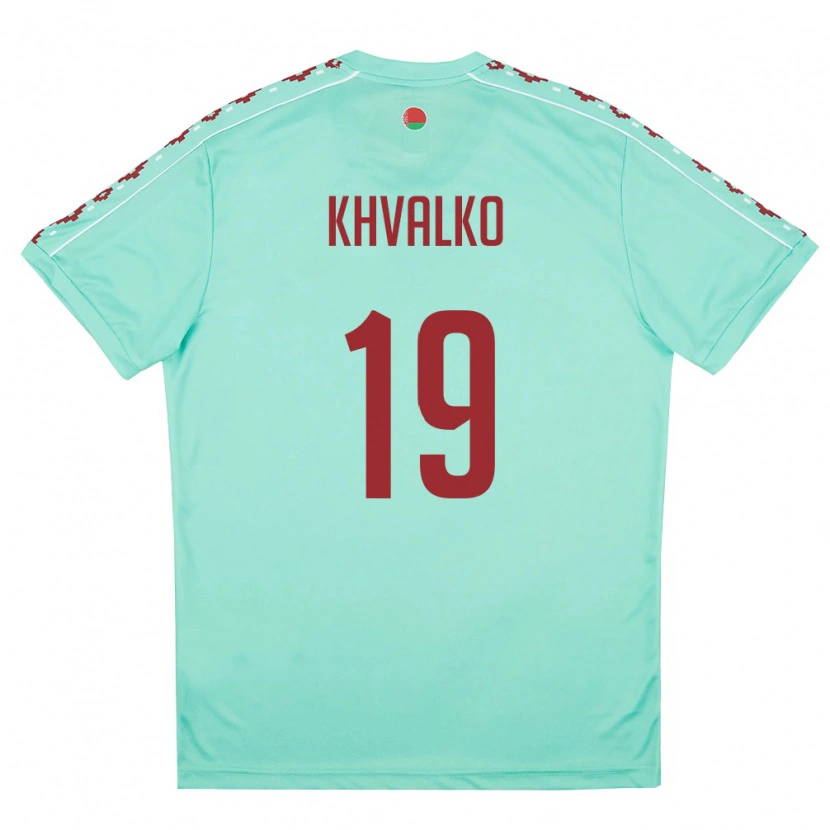 Danxen Men Belarus Egor Khvalko #19 Light Green Burgundy Away Jersey 26-28 T-Shirt
