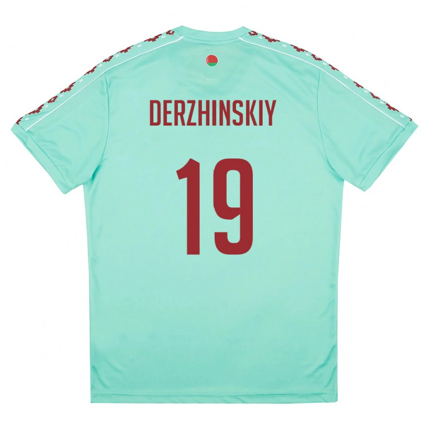 Danxen Men Belarus Aleksandr Derzhinskiy #19 Light Green Burgundy Away Jersey 26-28 T-Shirt