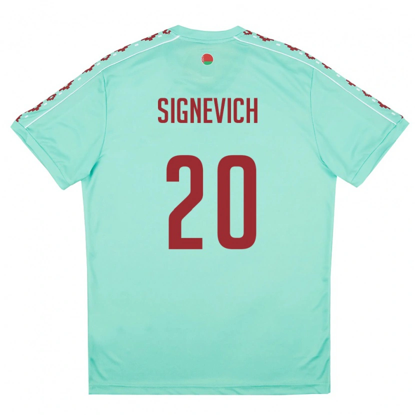 Danxen Men Belarus Zakhar Signevich #20 Light Green Burgundy Away Jersey 26-28 T-Shirt