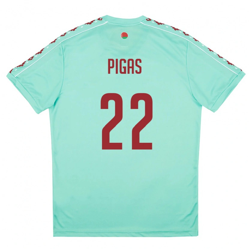 Danxen Men Belarus Vadim Pigas #22 Light Green Burgundy Away Jersey 26-28 T-Shirt