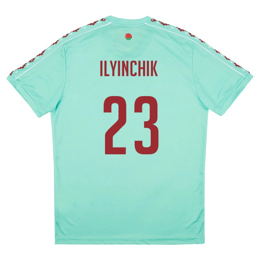 Danxen Men Belarus Daniil Ilyinchik #23 Light Green Burgundy Away Jersey 26-28 T-Shirt