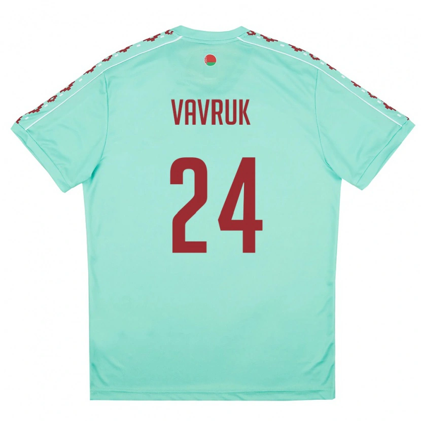 Danxen Men Belarus Dmitriy Vavruk #24 Light Green Burgundy Away Jersey 26-28 T-Shirt