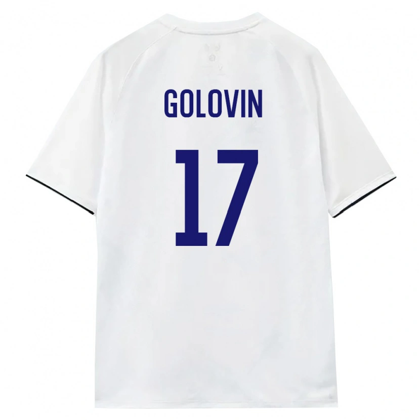 Danxen Men Russia Aleksandr Golovin #17 White Brown Black Away Jersey 26-28 T-Shirt