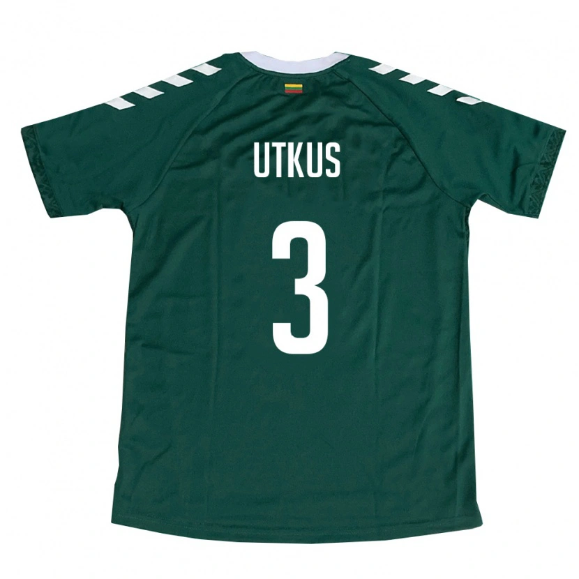 Danxen Men Lithuania Edgaras Utkus #3 Dark Green White Away Jersey 26-28 T-Shirt